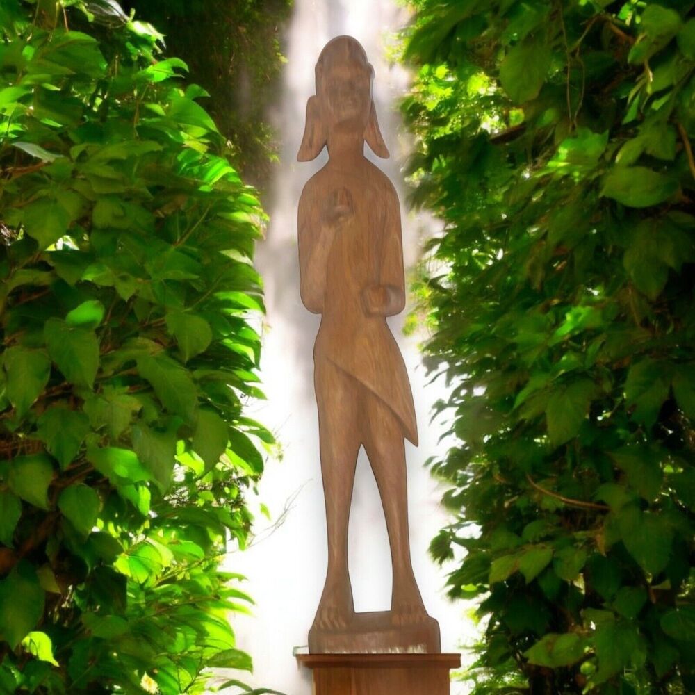 Vintage Hand Carved Statue Figurine 18" Man Wood African Tribal Hunter Kenya